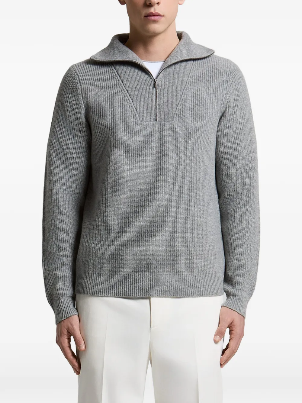 Peserico ribbed-knit half-zip sweater