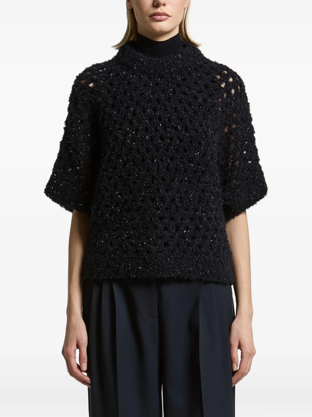 Peserico crochet-knit short-sleeve sweater - Blue