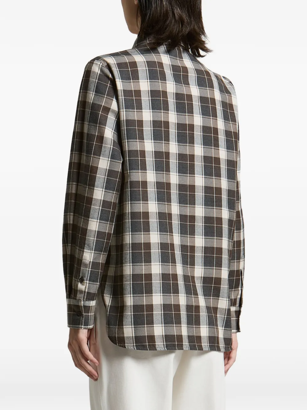 Peserico Cilian geruite blouse met strikdetail Bruin