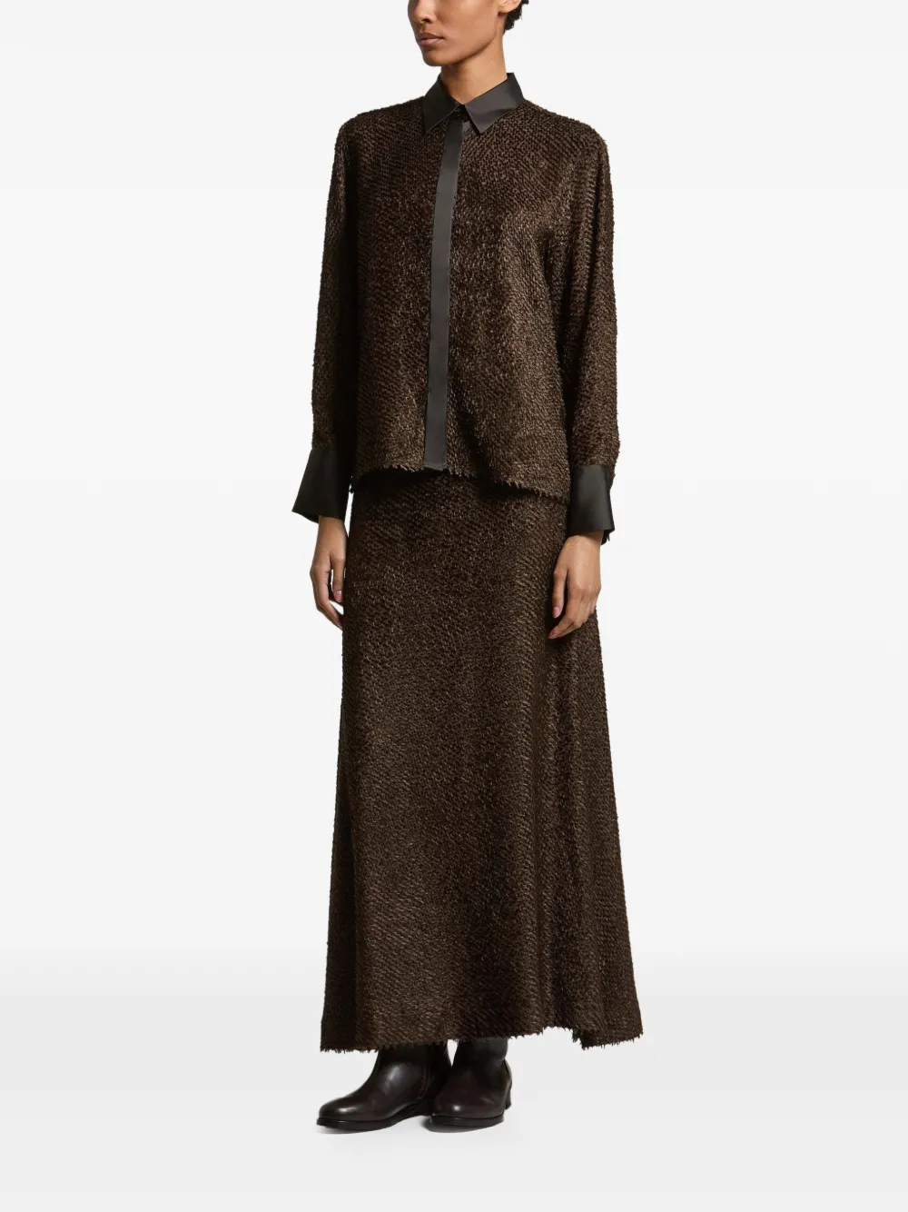 Peserico textured-finish maxi skirt Bruin