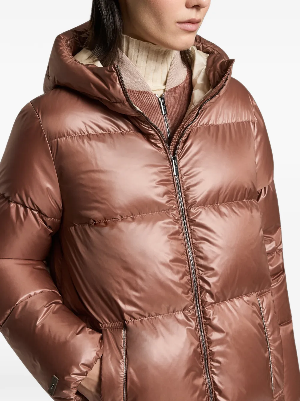 Peserico Gevoerd jack met capuchon Roze