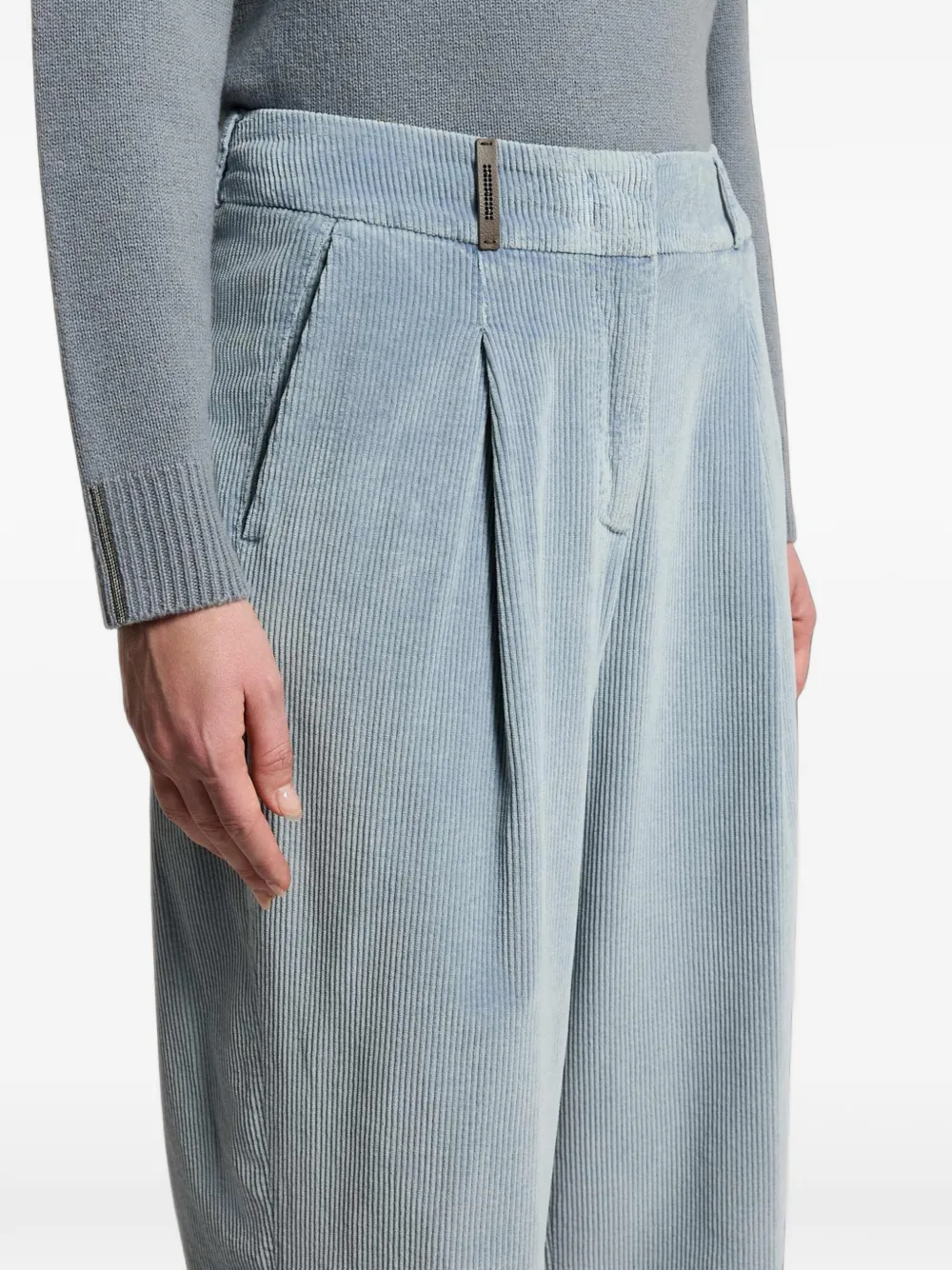 Peserico Ribfluwelen plooibroek Blauw