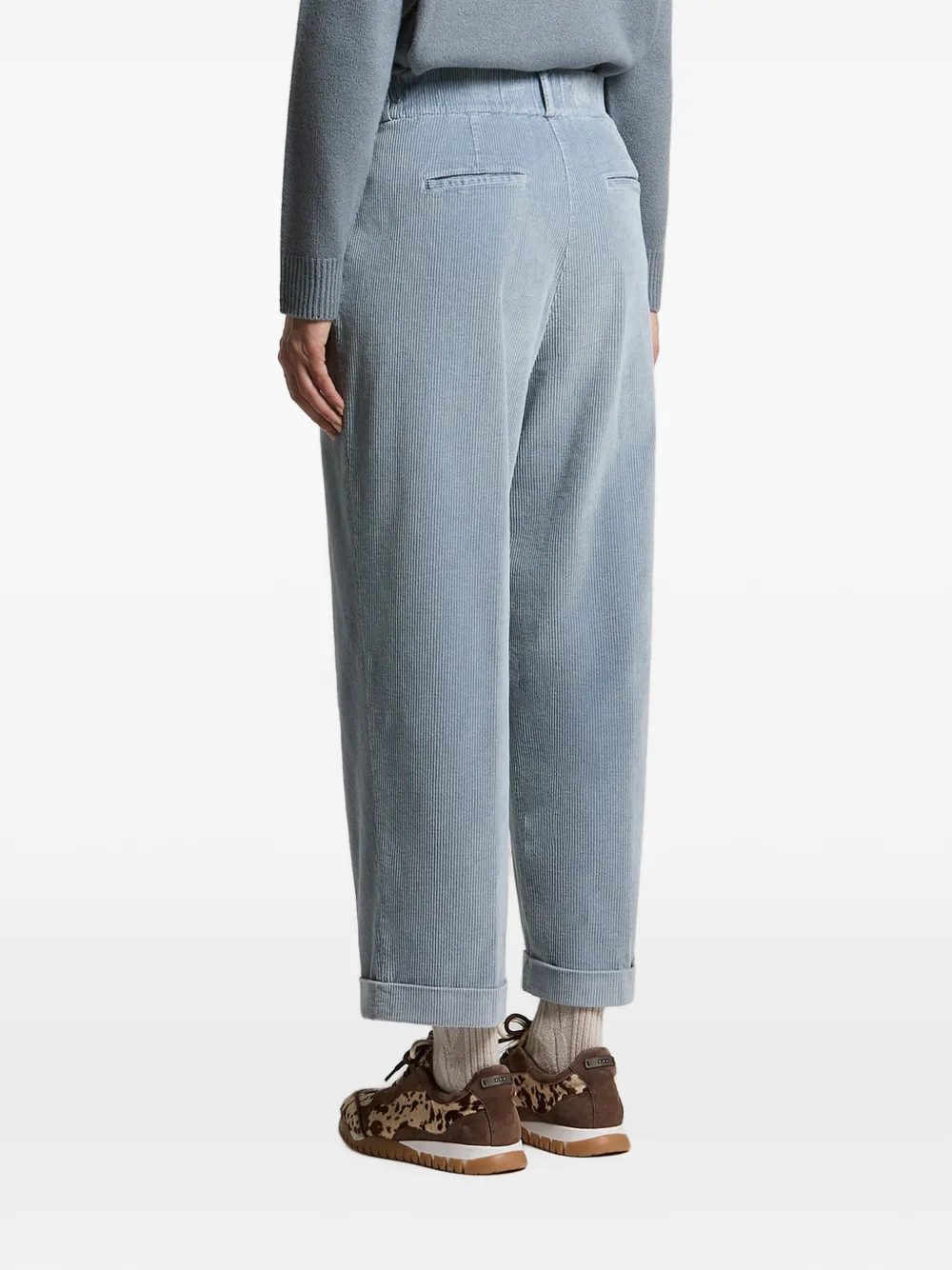 Peserico Ribfluwelen plooibroek Blauw