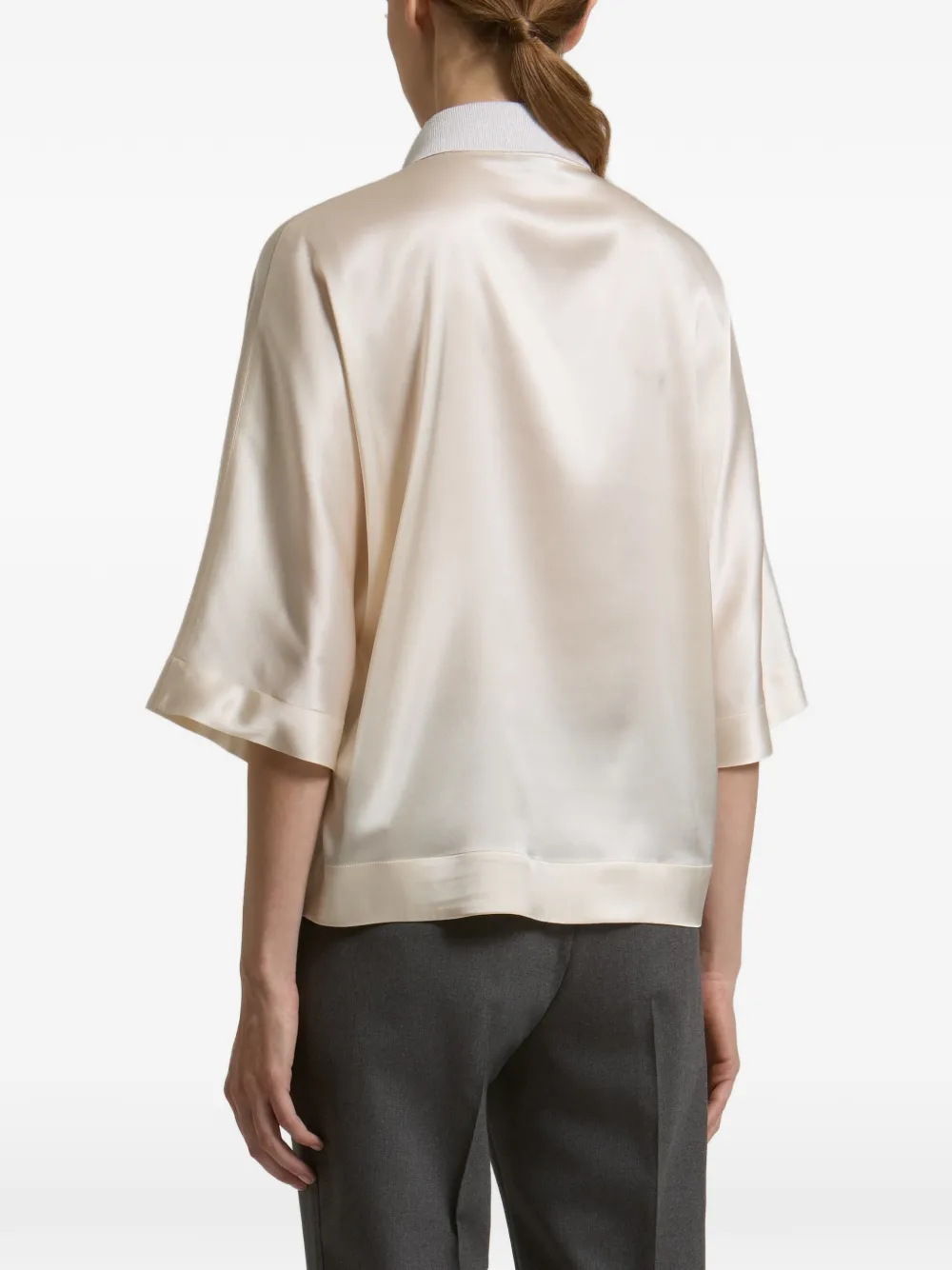 Peserico satin short-sleeved polo shirt Beige