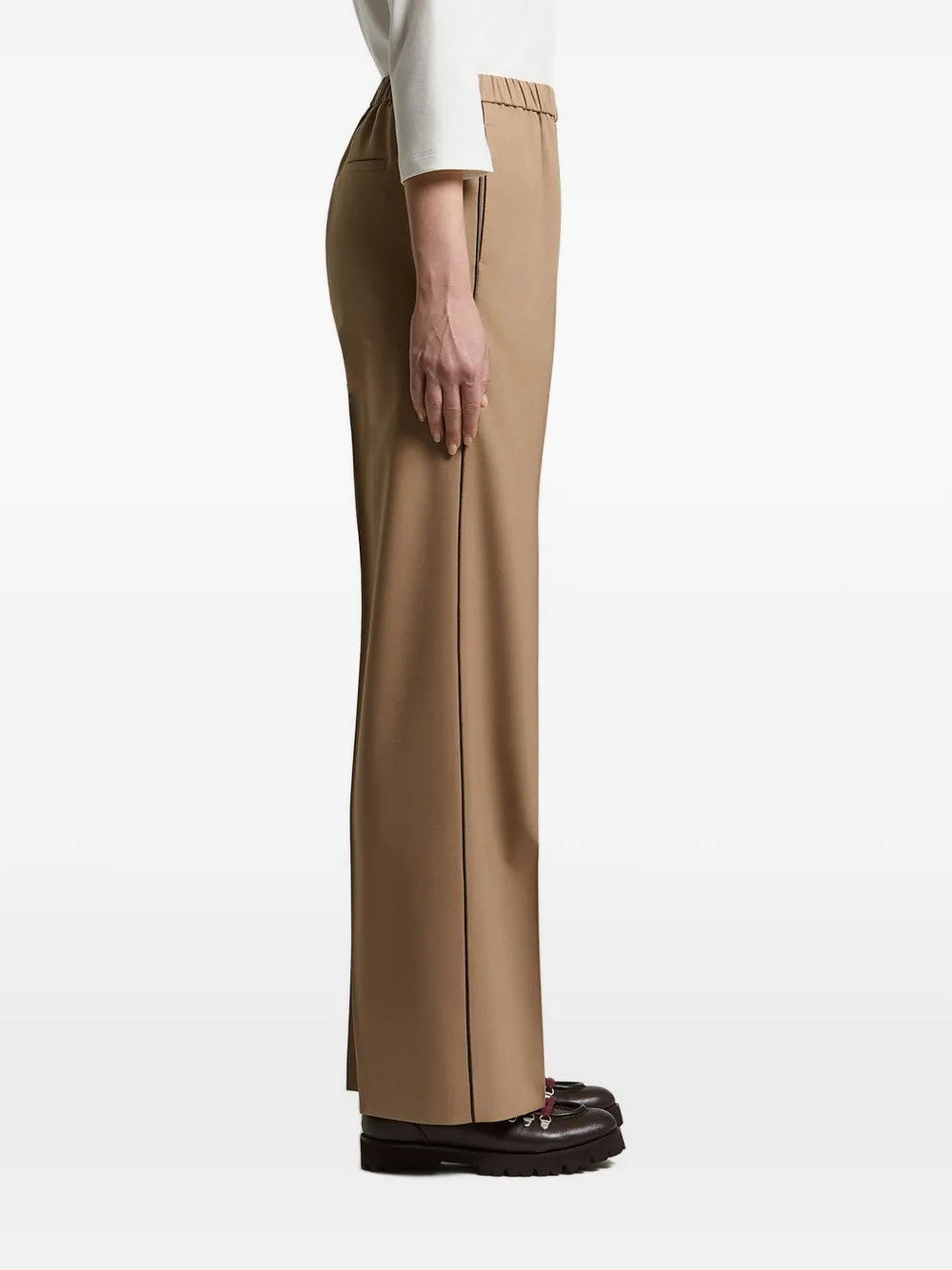 Peserico piped-trim elasticated-waistband trousers Beige