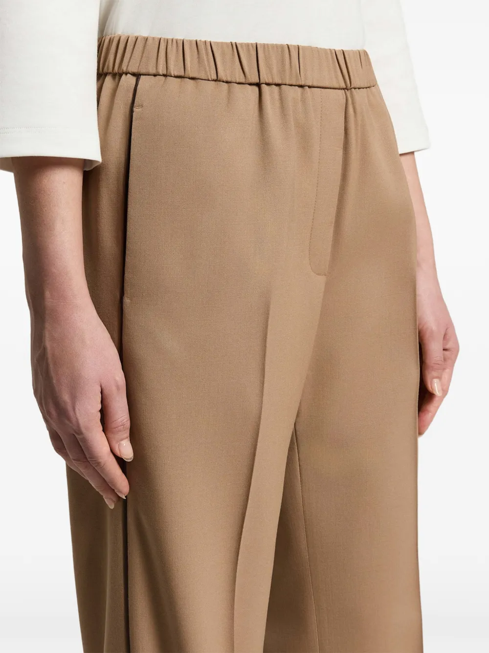 Peserico piped-trim elasticated-waistband trousers Beige
