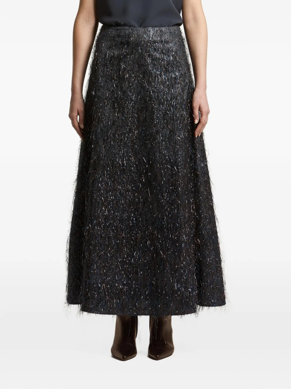 Peserico fringe-detail midi skirt - Blau