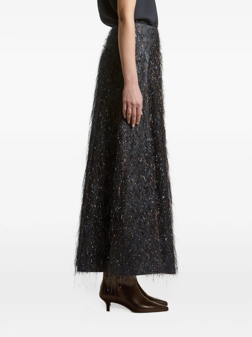 Peserico fringe-detail midi skirt Blauw