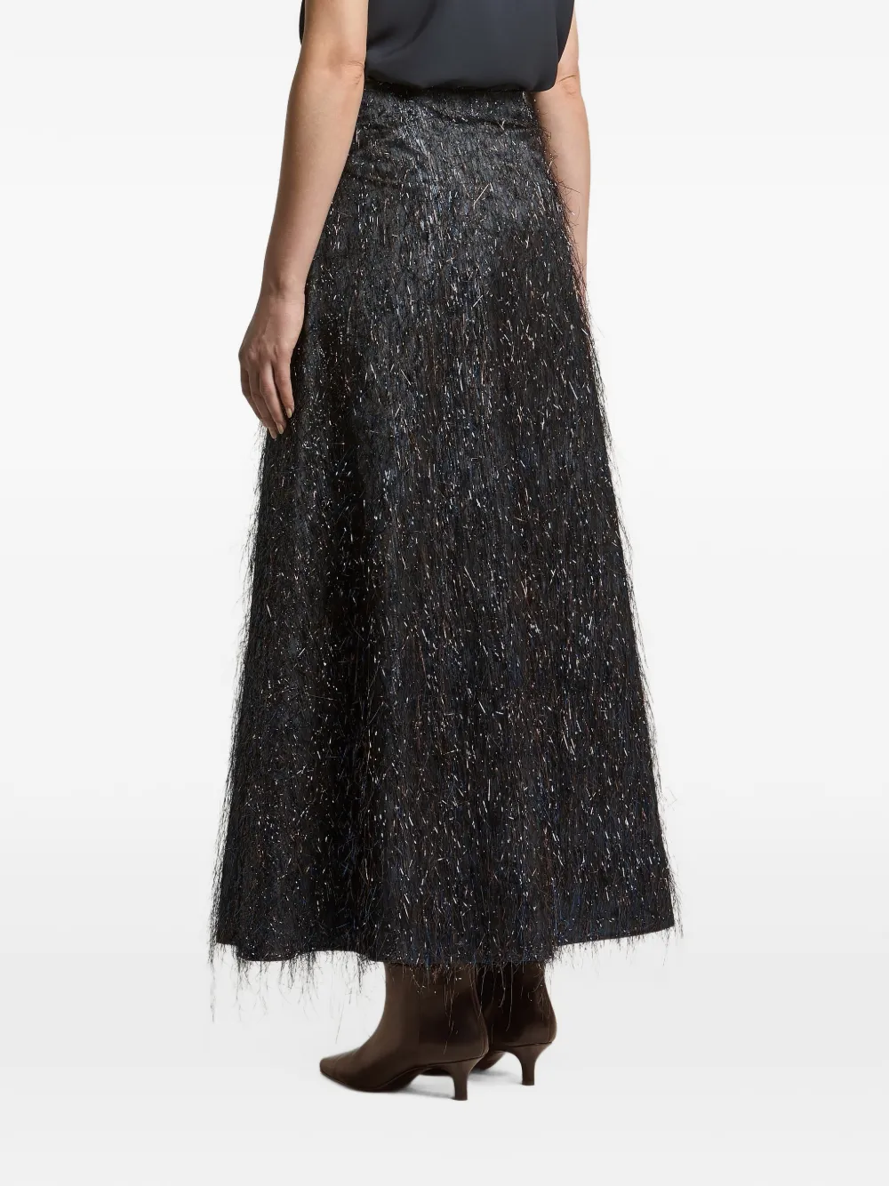 Peserico fringe-detail midi skirt Blauw