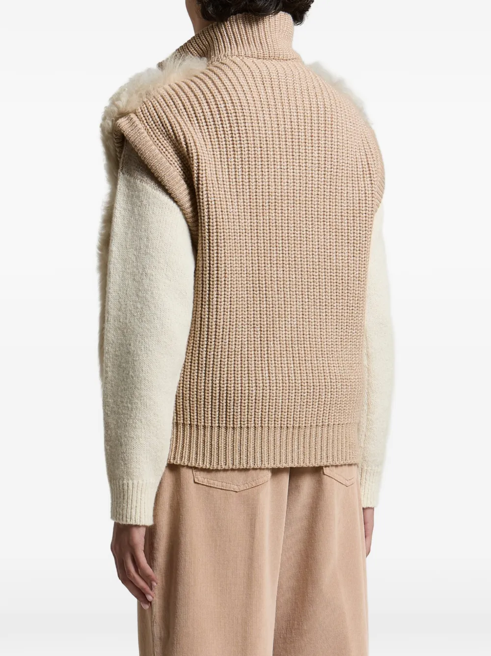 Peserico Grofgebreid vest Beige