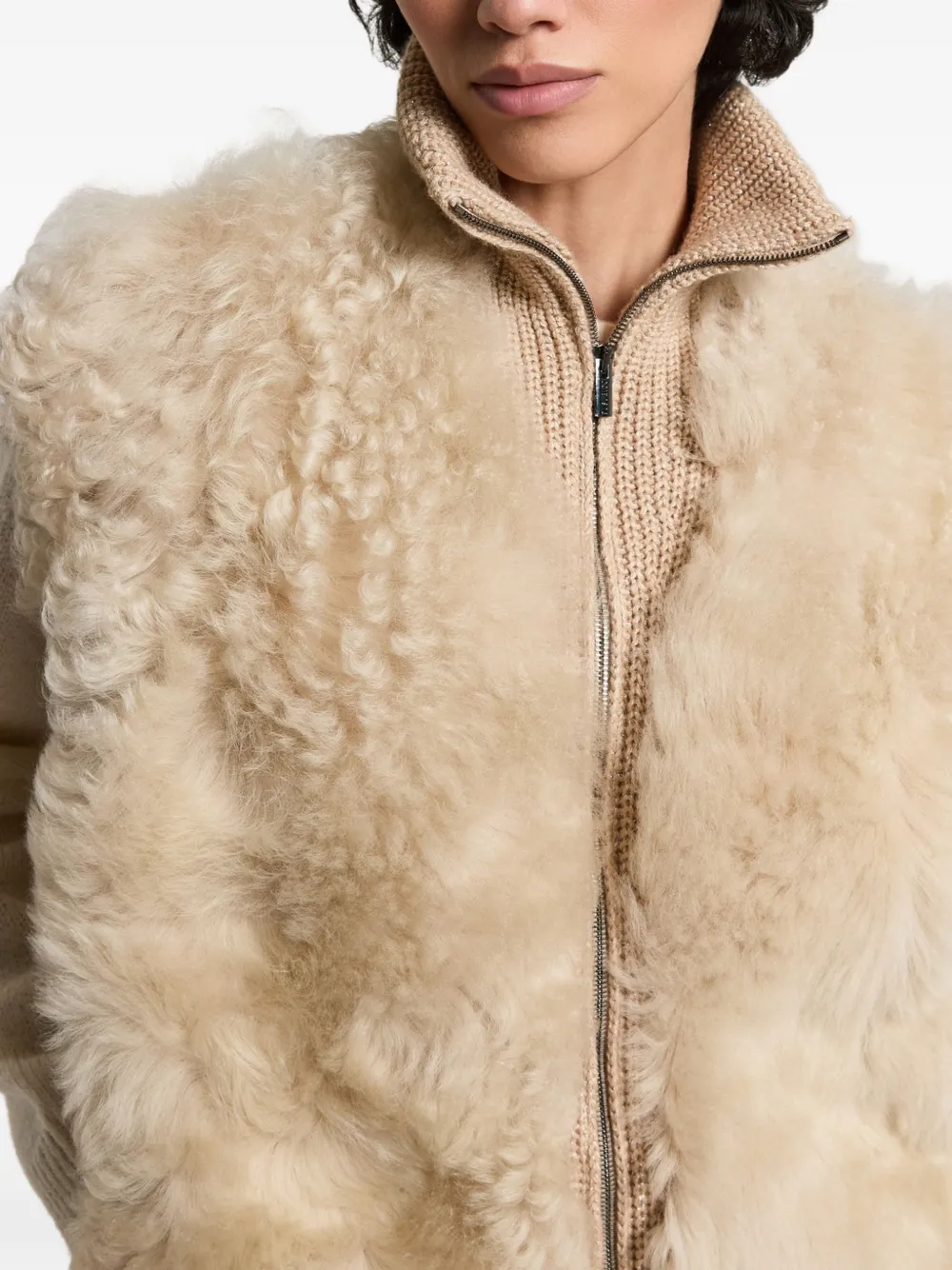 Peserico Grofgebreid vest Beige