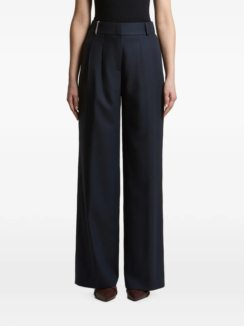 Peserico pantalon ample à design plissé - Bleu