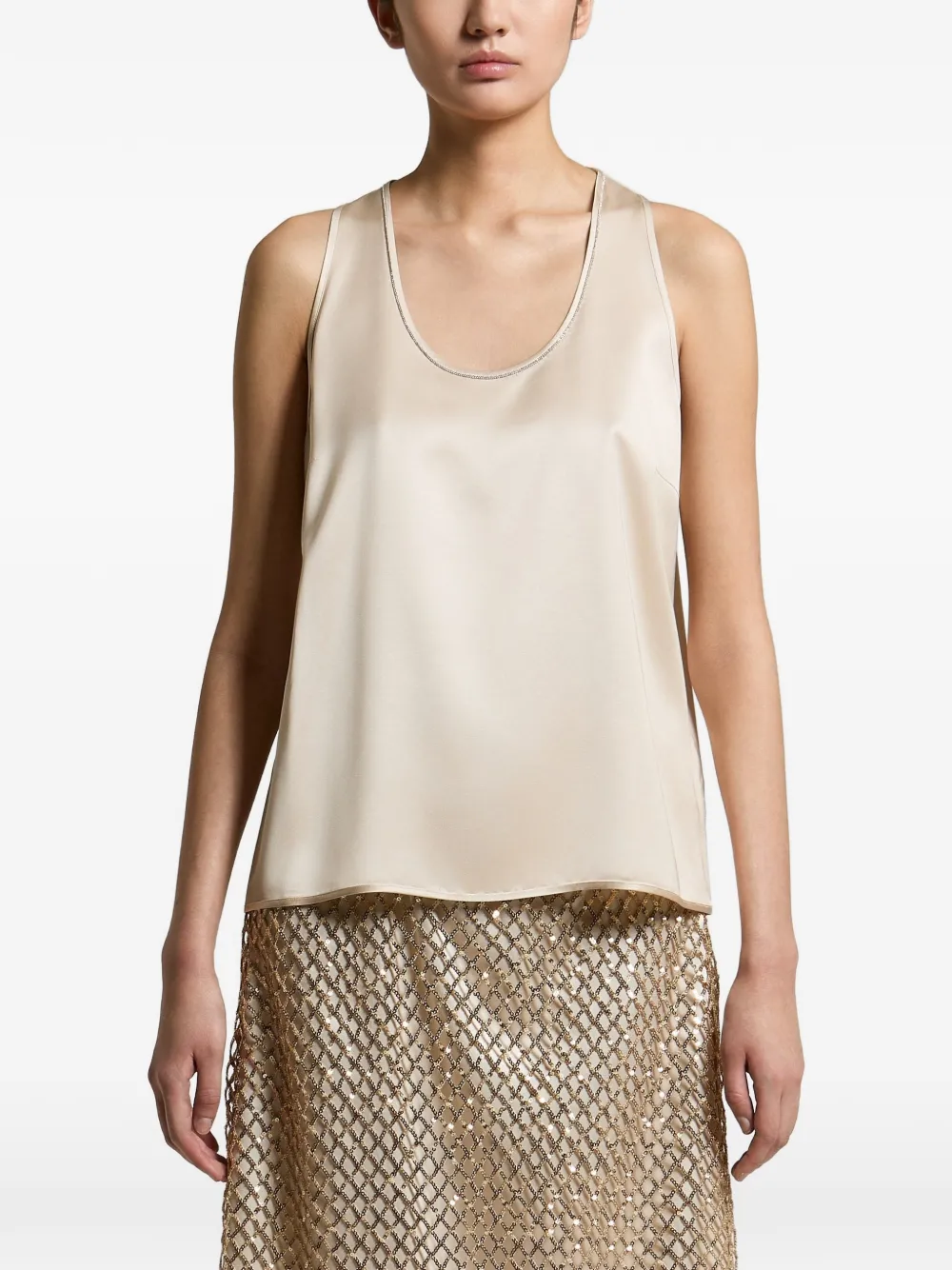 Peserico bead-trim sleeveless top - Toni neutri