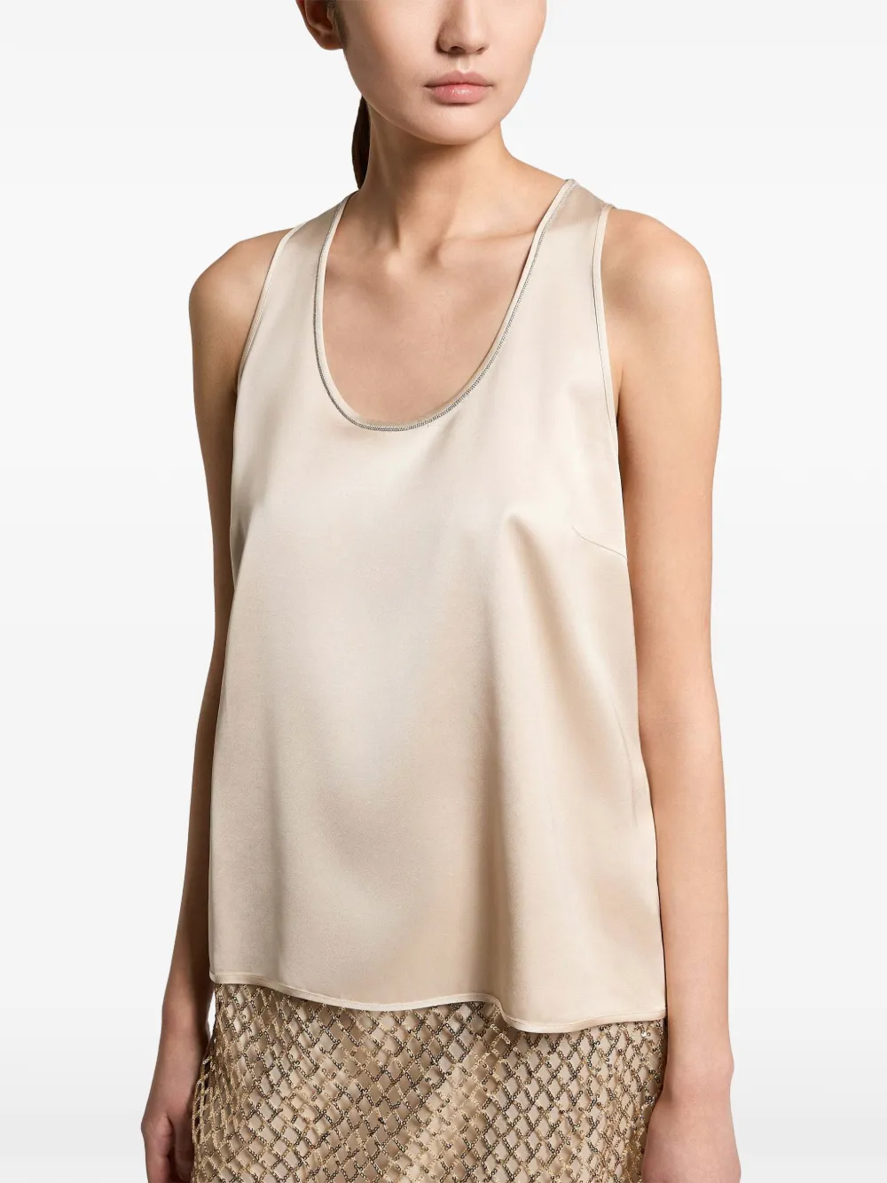 Peserico bead-trim sleeveless top Beige