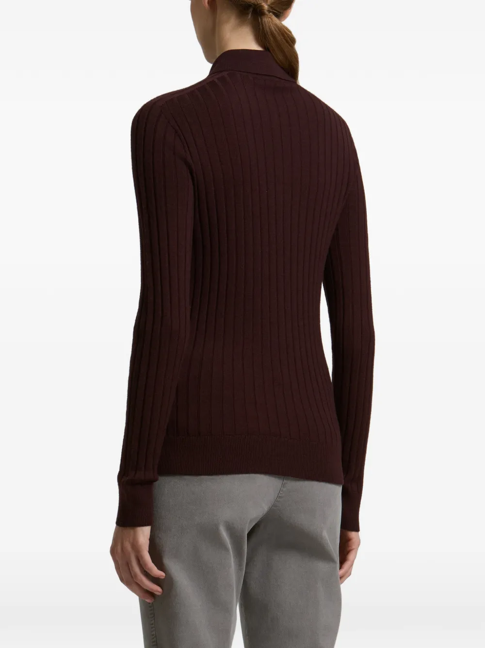 Peserico ribbed-knit polo-collar sweater Rood
