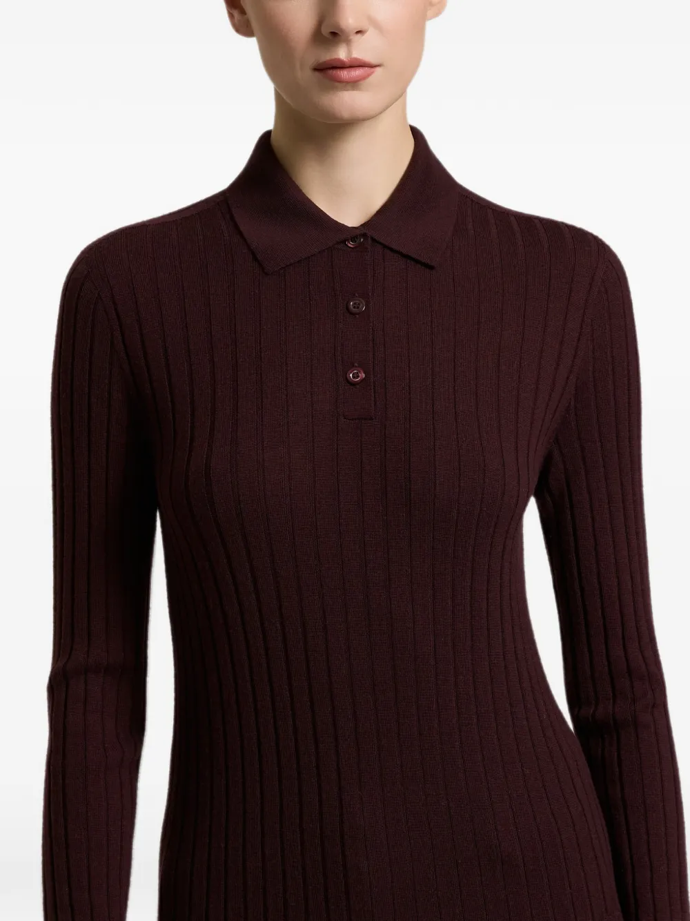 Peserico ribbed-knit polo-collar sweater Rood