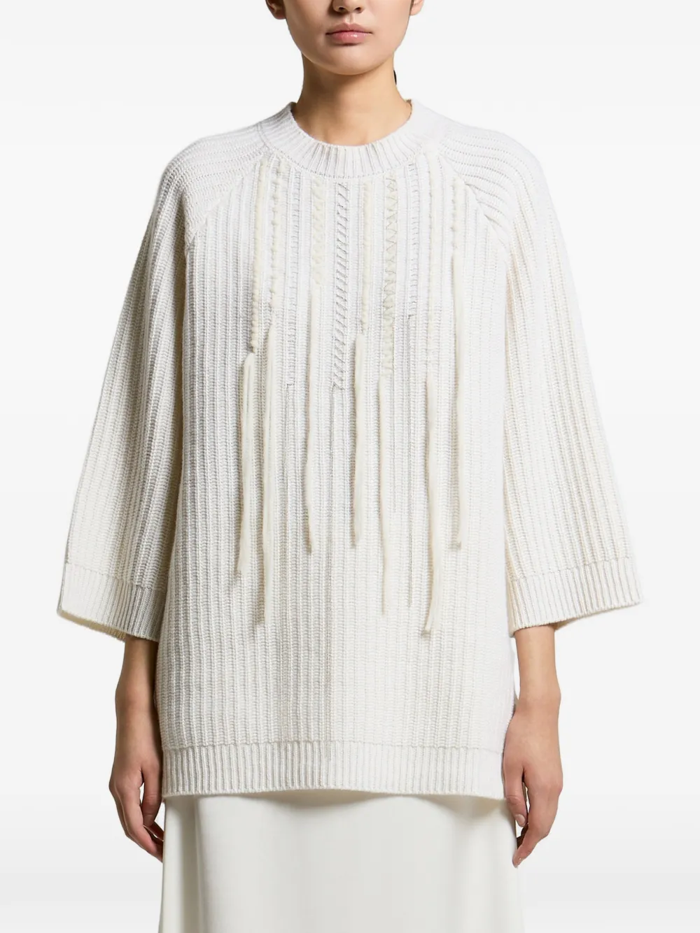 Peserico fringe-detail ribbed-knit sweater