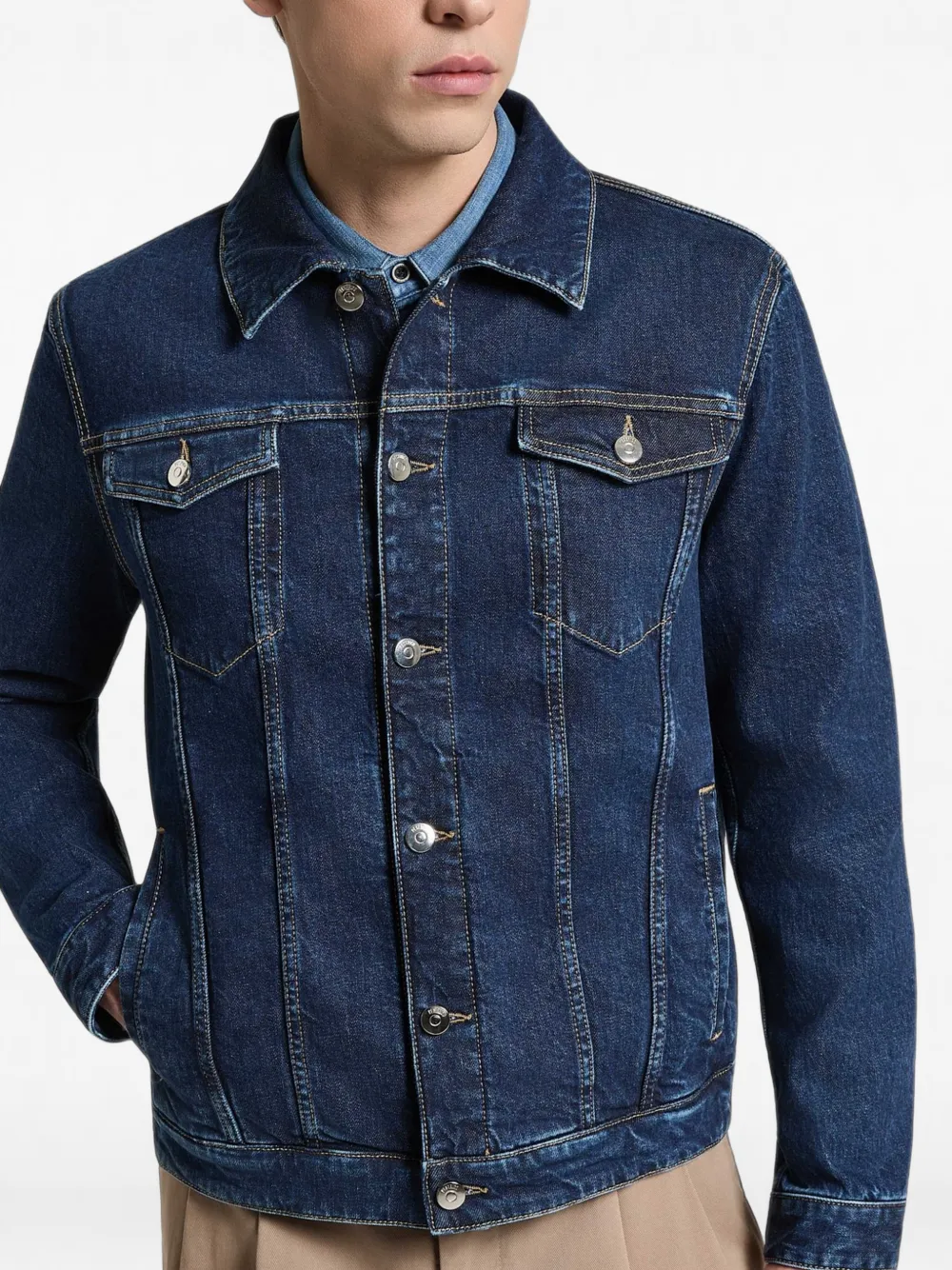 Peserico Button-up denim jack Blauw