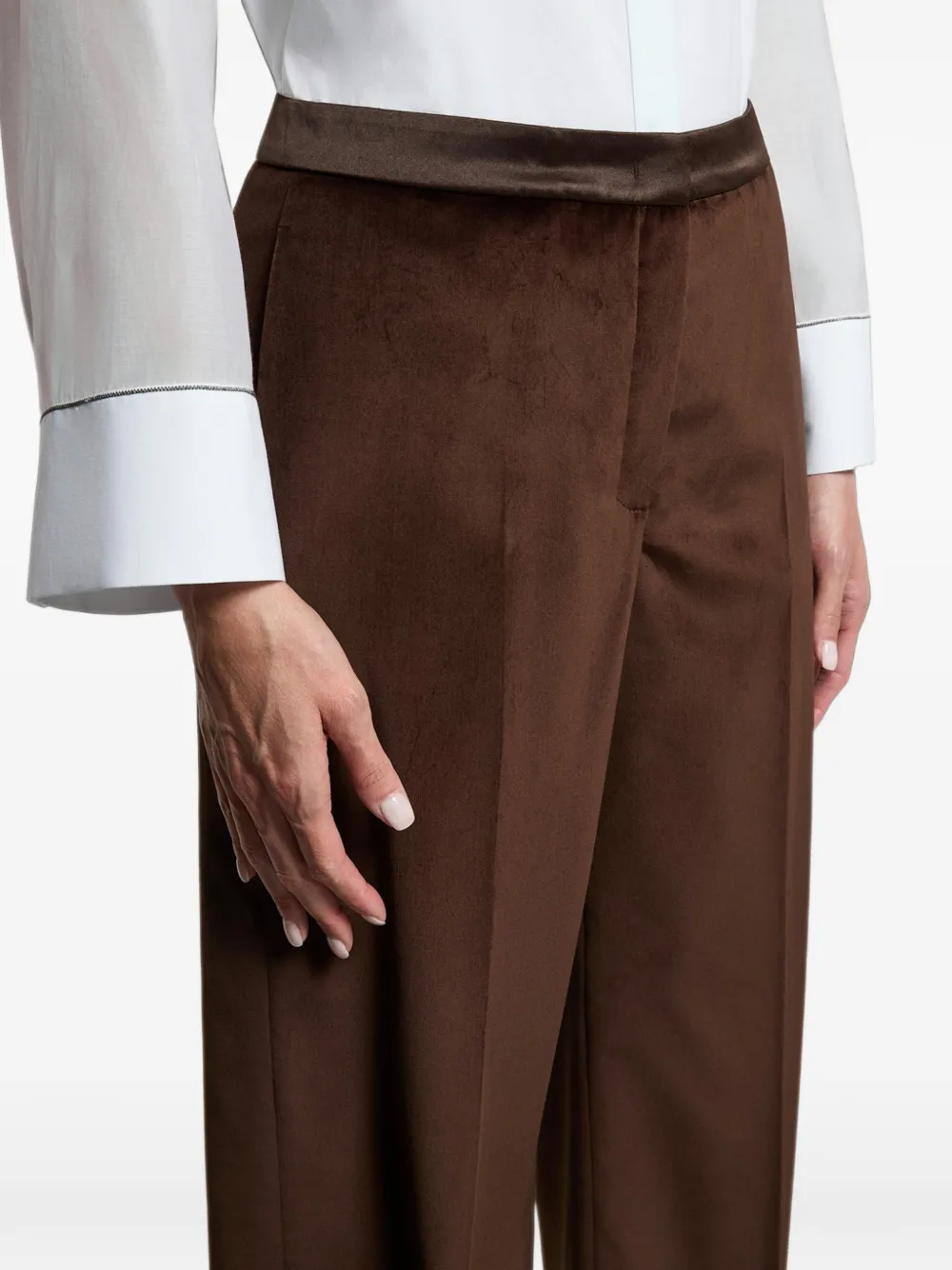 Peserico Broek met fluwelen-effect Bruin