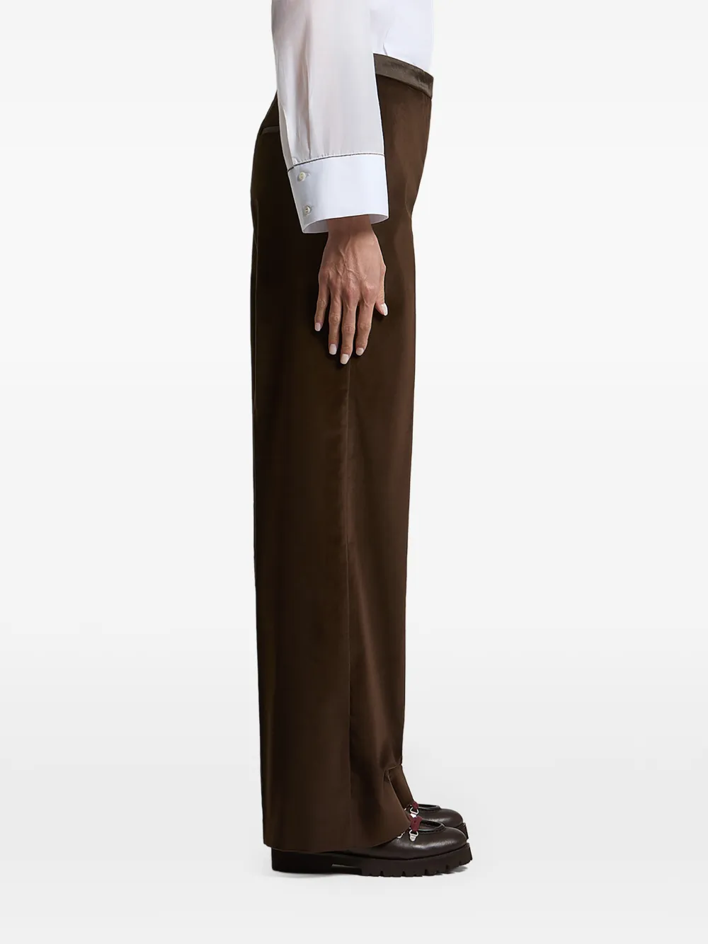 Peserico Broek met fluwelen-effect Bruin