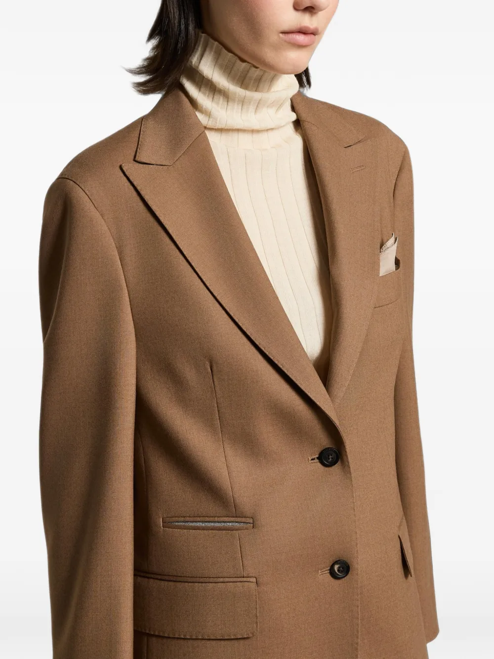 Peserico Blazer met enkele rij knopen Bruin
