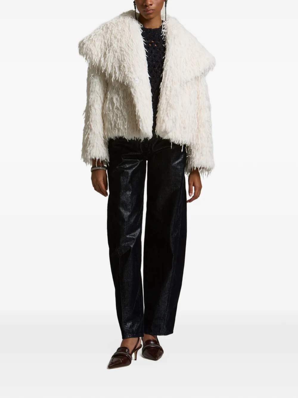 Peserico faux-fur double-breasted jacket Beige