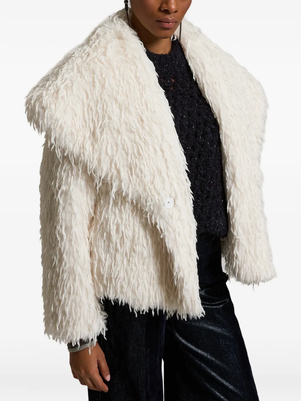 Peserico faux-fur double-breasted jacket Beige