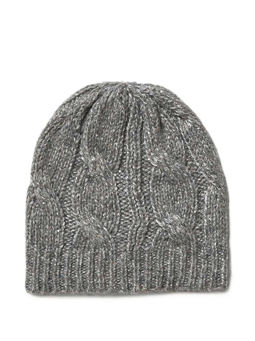 Peserico Cable-knit Sequin-embellished Beanie Hat In Gray