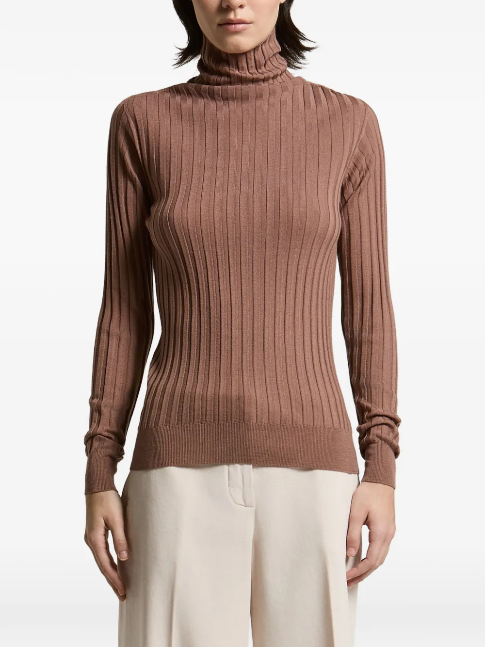 Peserico ribbed roll-neck sweater - Brown