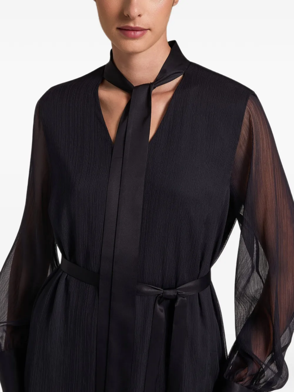 Peserico tie-neck belted midi dress Blauw