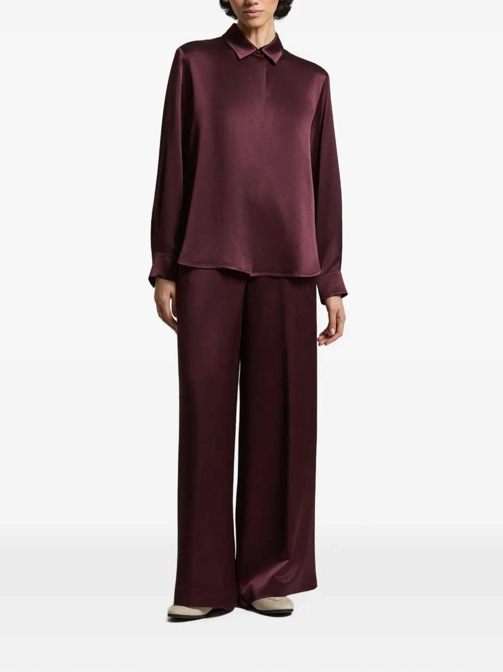 Peserico Blouse met verborgen sluiting en satijnen afwerking Rood