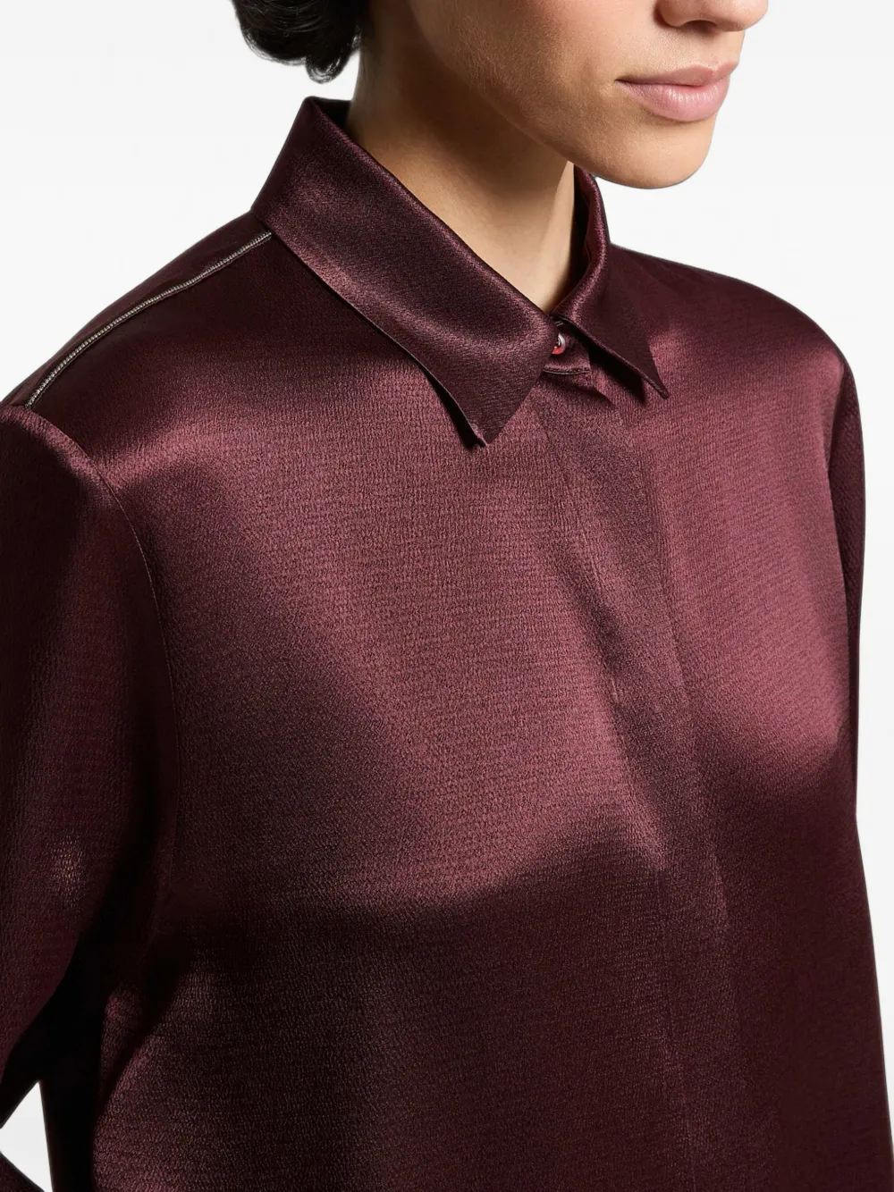 Peserico Blouse met verborgen sluiting en satijnen afwerking Rood
