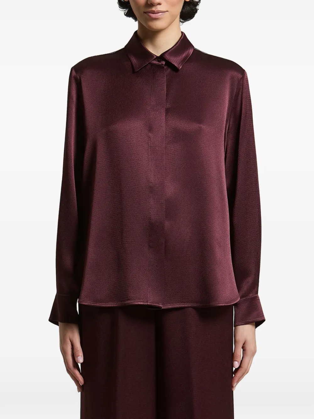 Peserico satin-finish concealed-fastening shirt