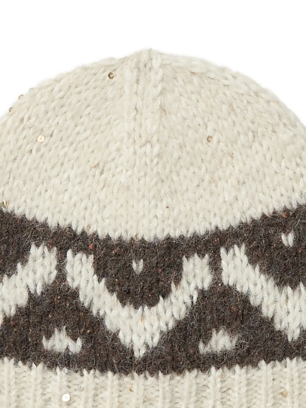 Peserico Gebreide muts verfraaid met pailletten en jacquard Beige