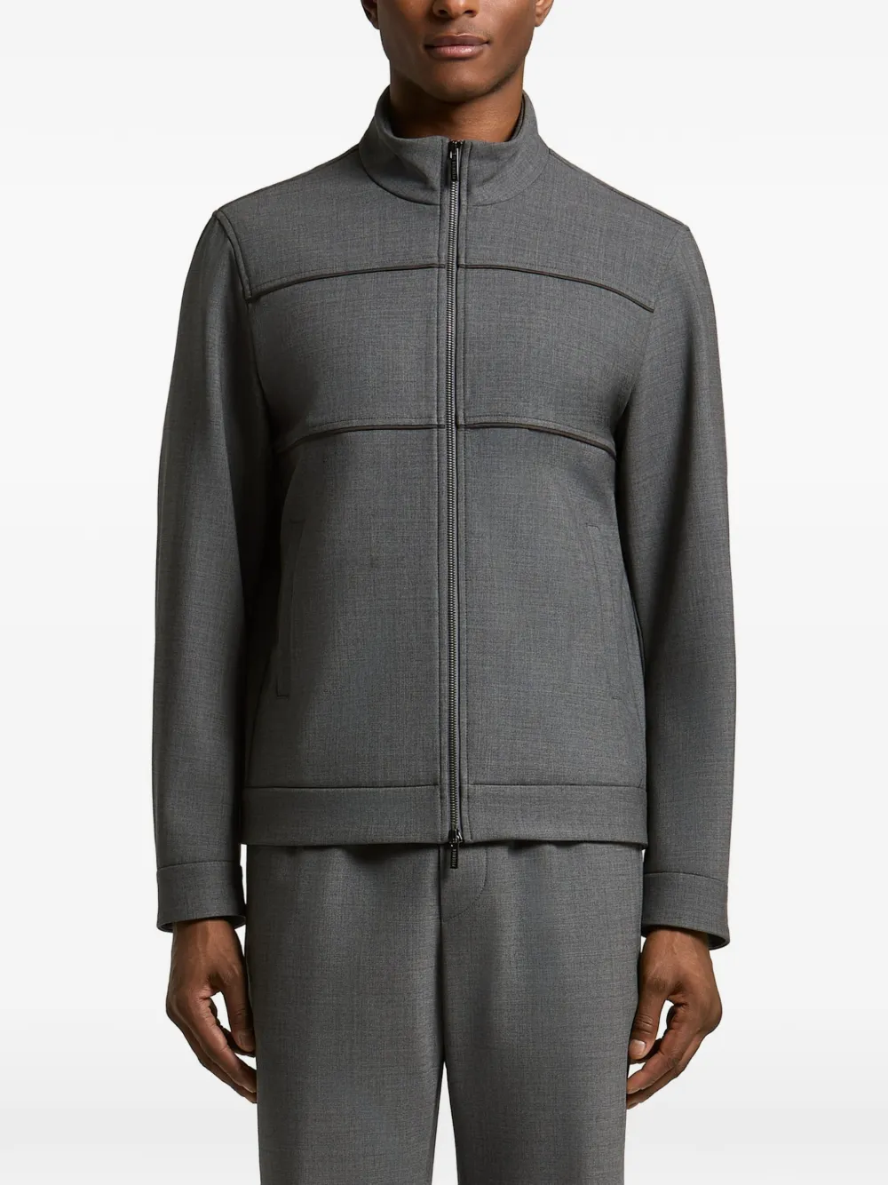 Peserico zip-up panelled sweater - Grigio