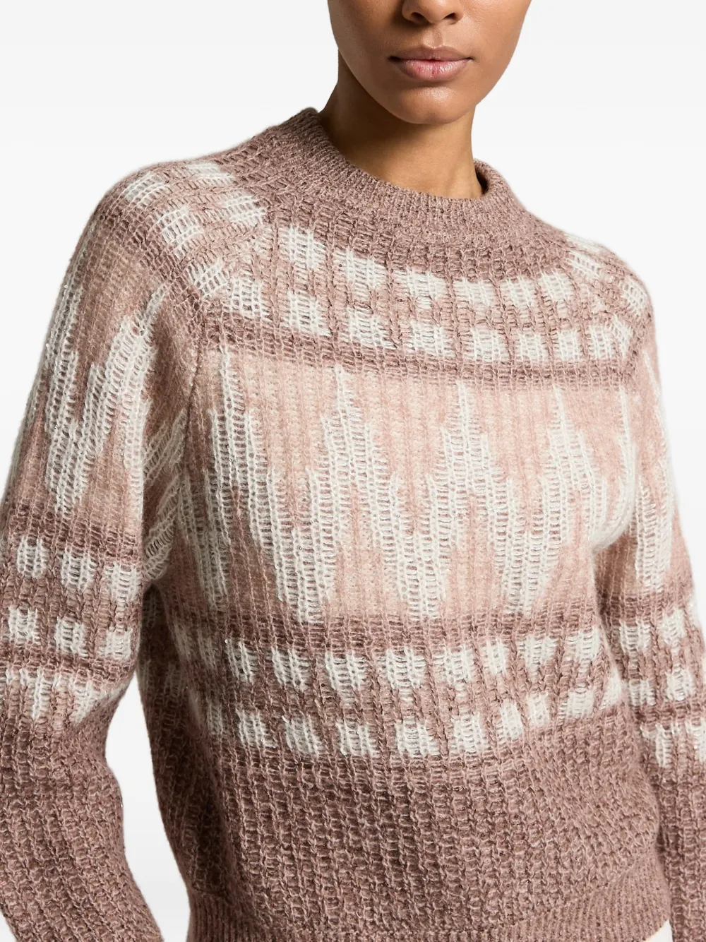Peserico Fair Isle gebreide trui met raglan mouwen Roze