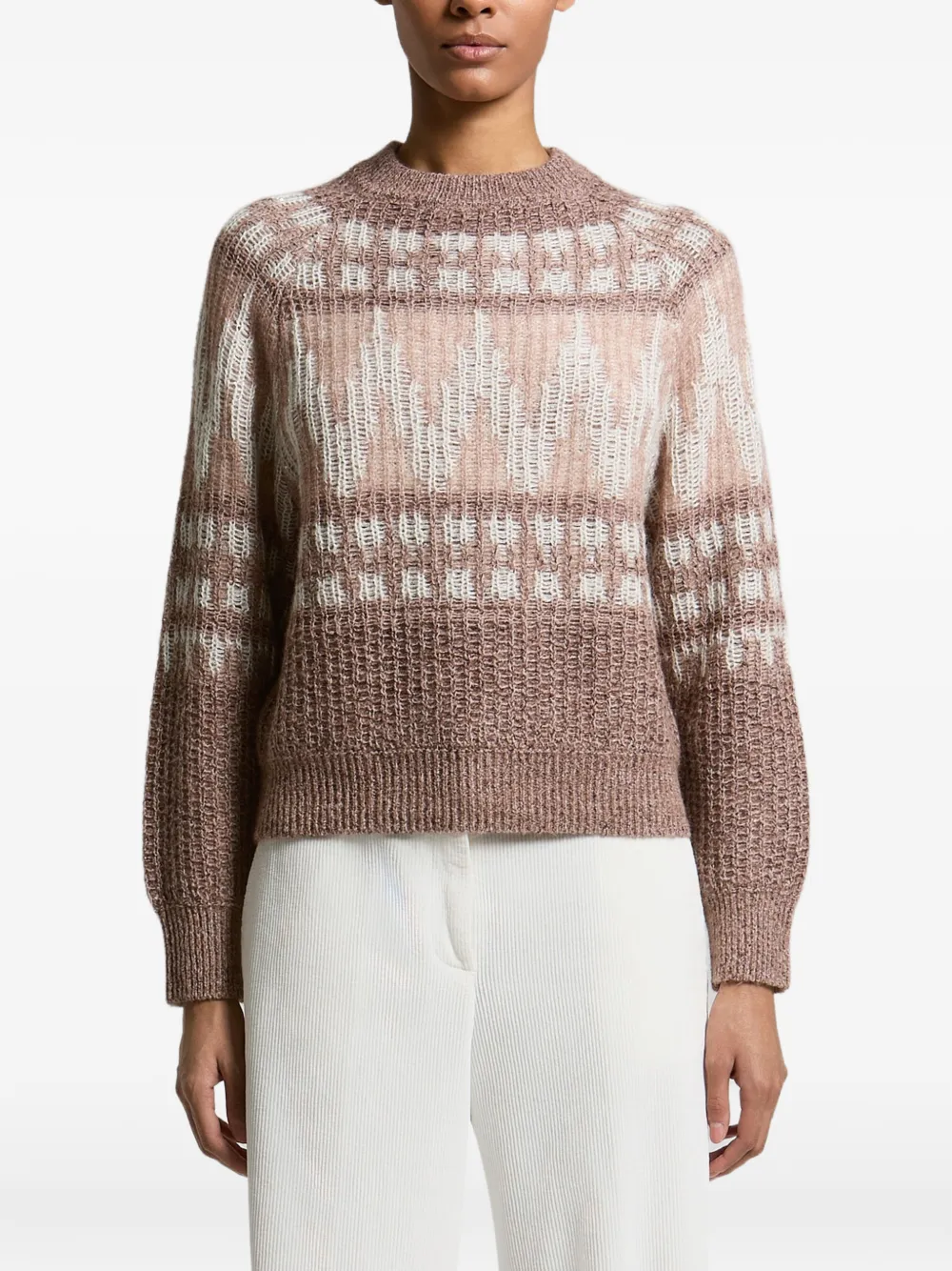 Peserico Fair Isle-knit raglan-sleeve sweater