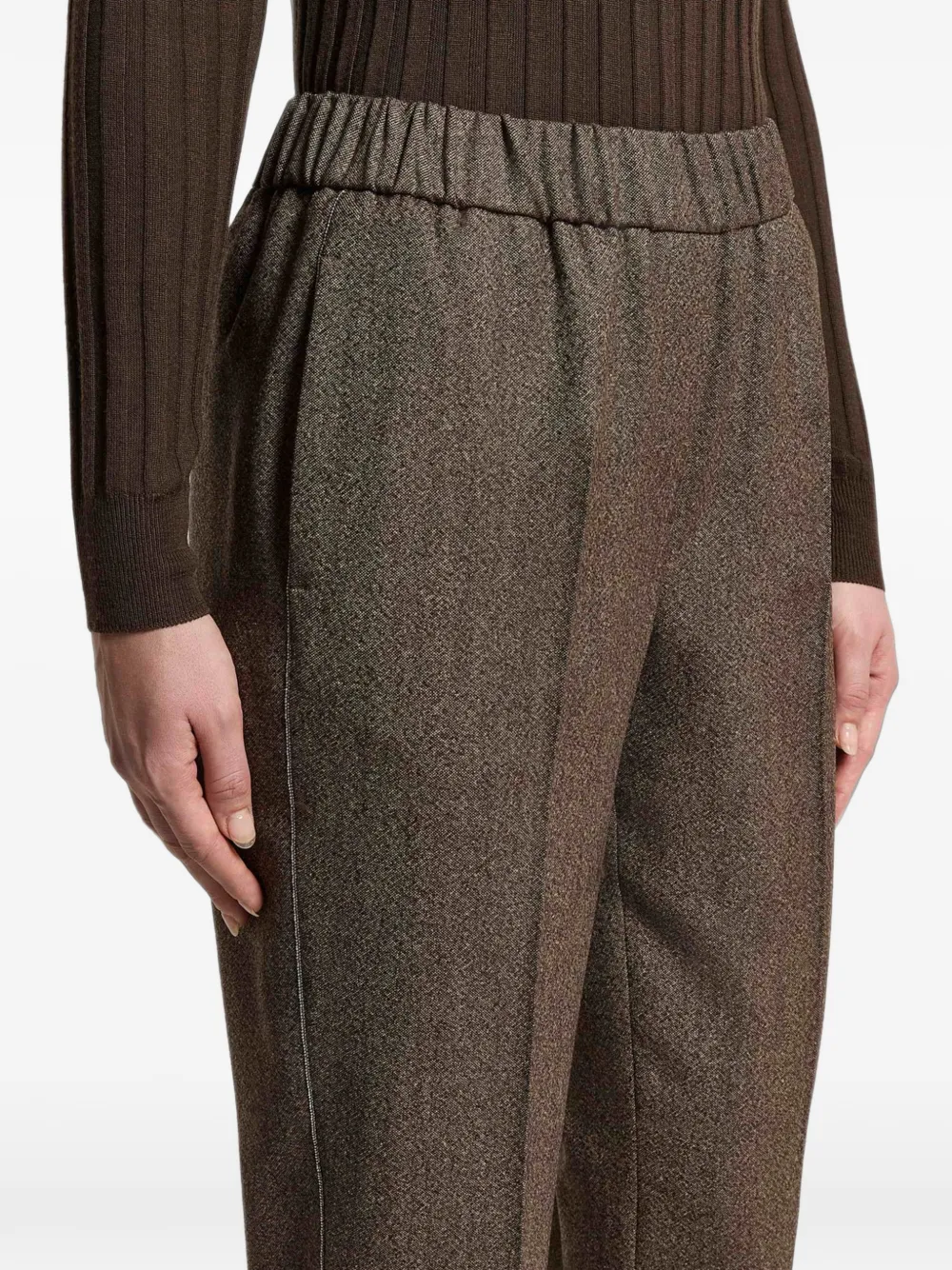 Peserico Plooibroek met elastische taille Bruin