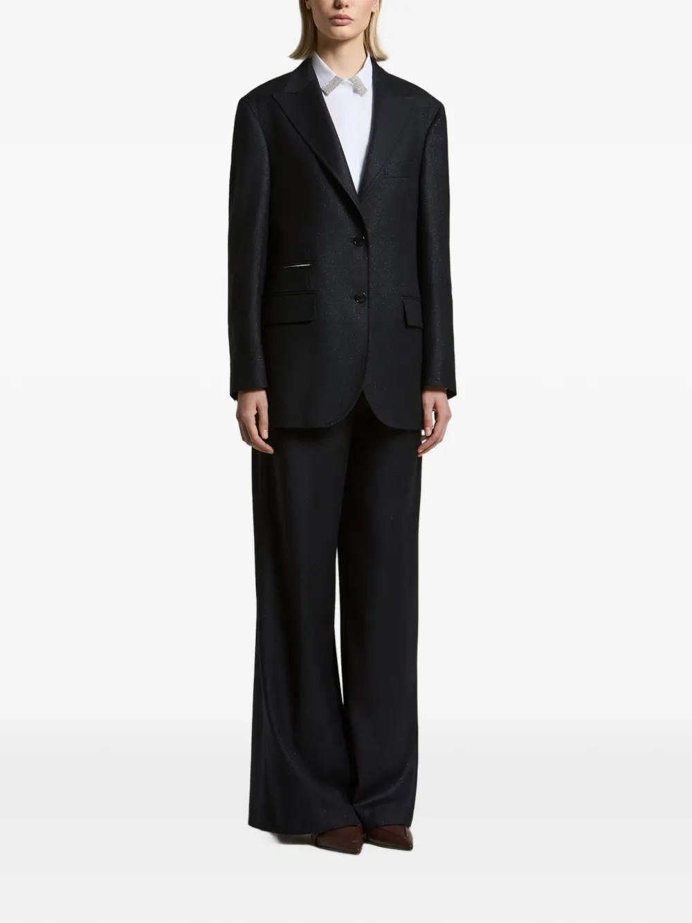 Peserico Blazer met enkele rij knopen en glitter-effect Blauw