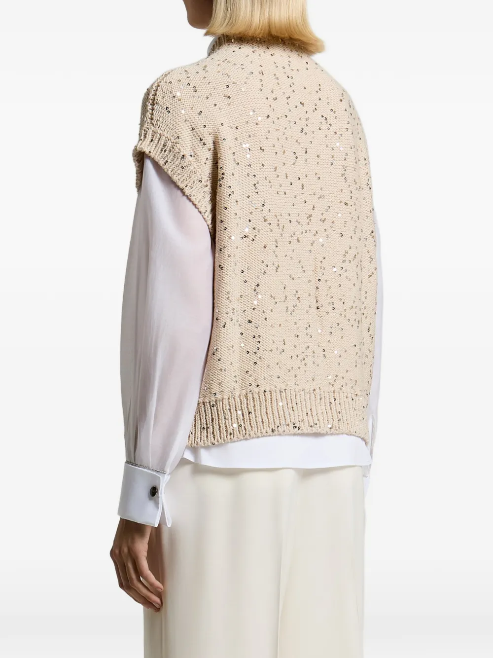 Peserico Vest verfraaid met pailletten Beige