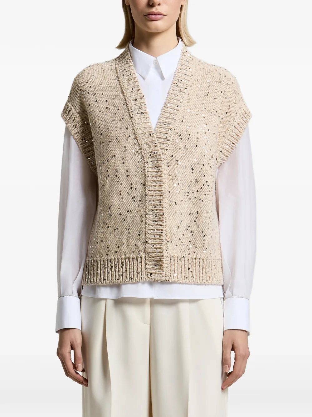 Peserico sequin-embellished V-neck cardigan
