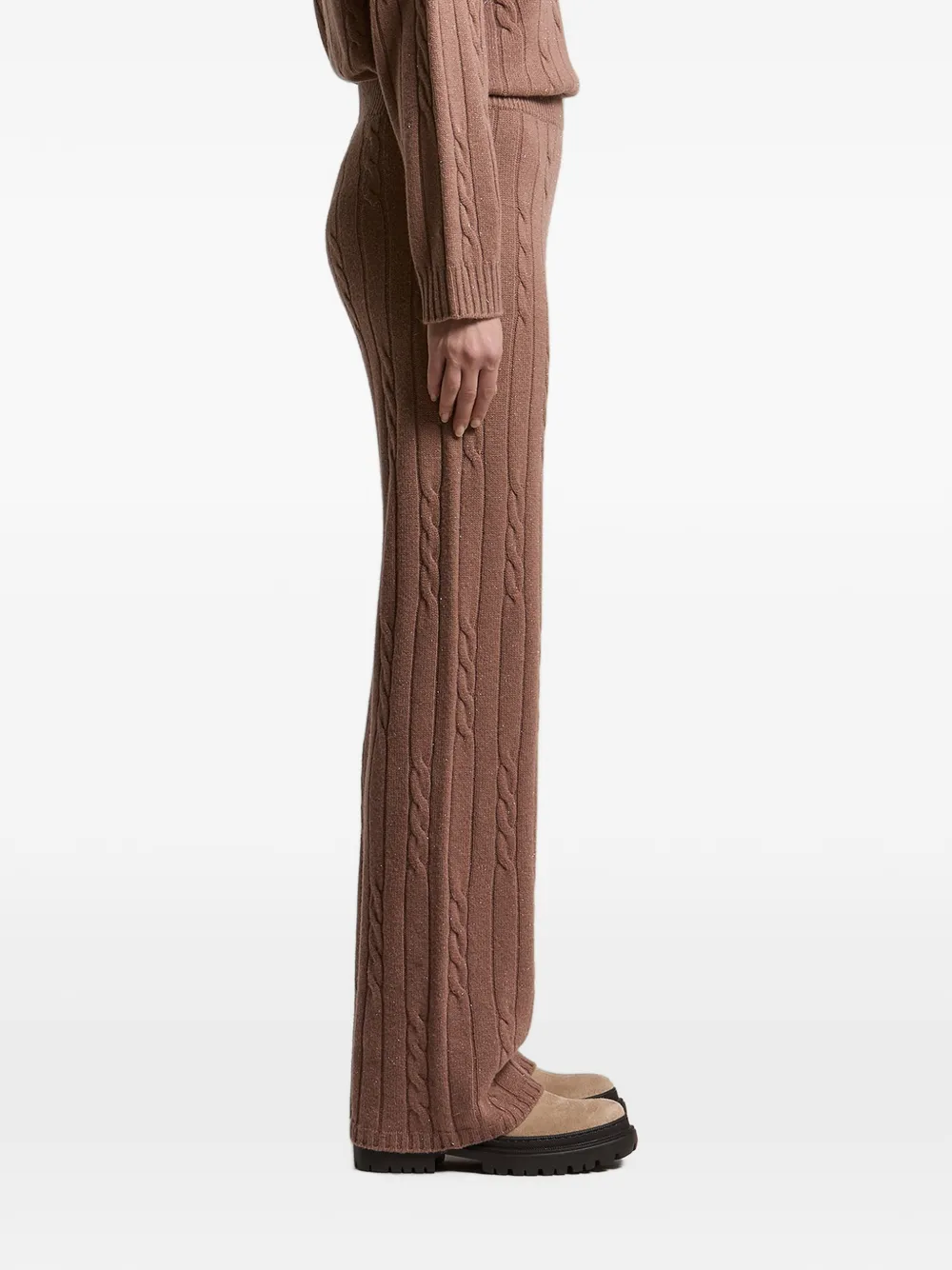 Peserico Kabelgebreide broek met pailletten Bruin