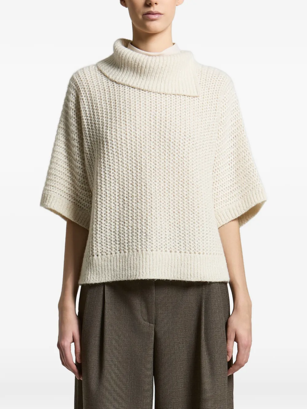 Peserico waffle-knit funnel-neck sweater - Neutrals