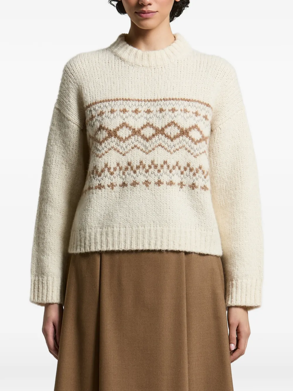 Peserico intarsia-knit dropped-shoulder sweater - Neutrals