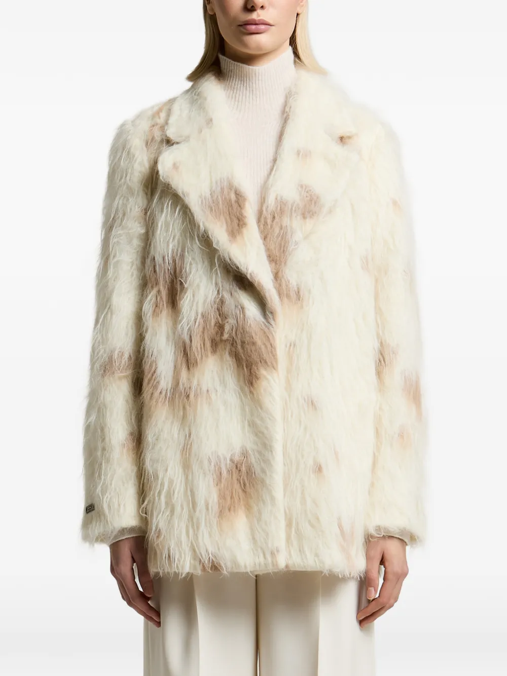 Peserico abstract-pattern faux-fur jacket