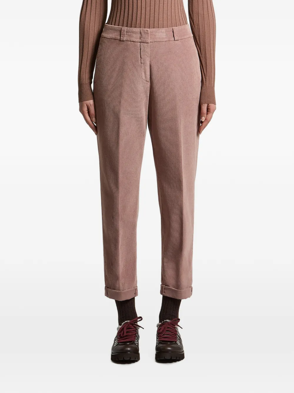 Peserico corduroy-effect cropped trousers