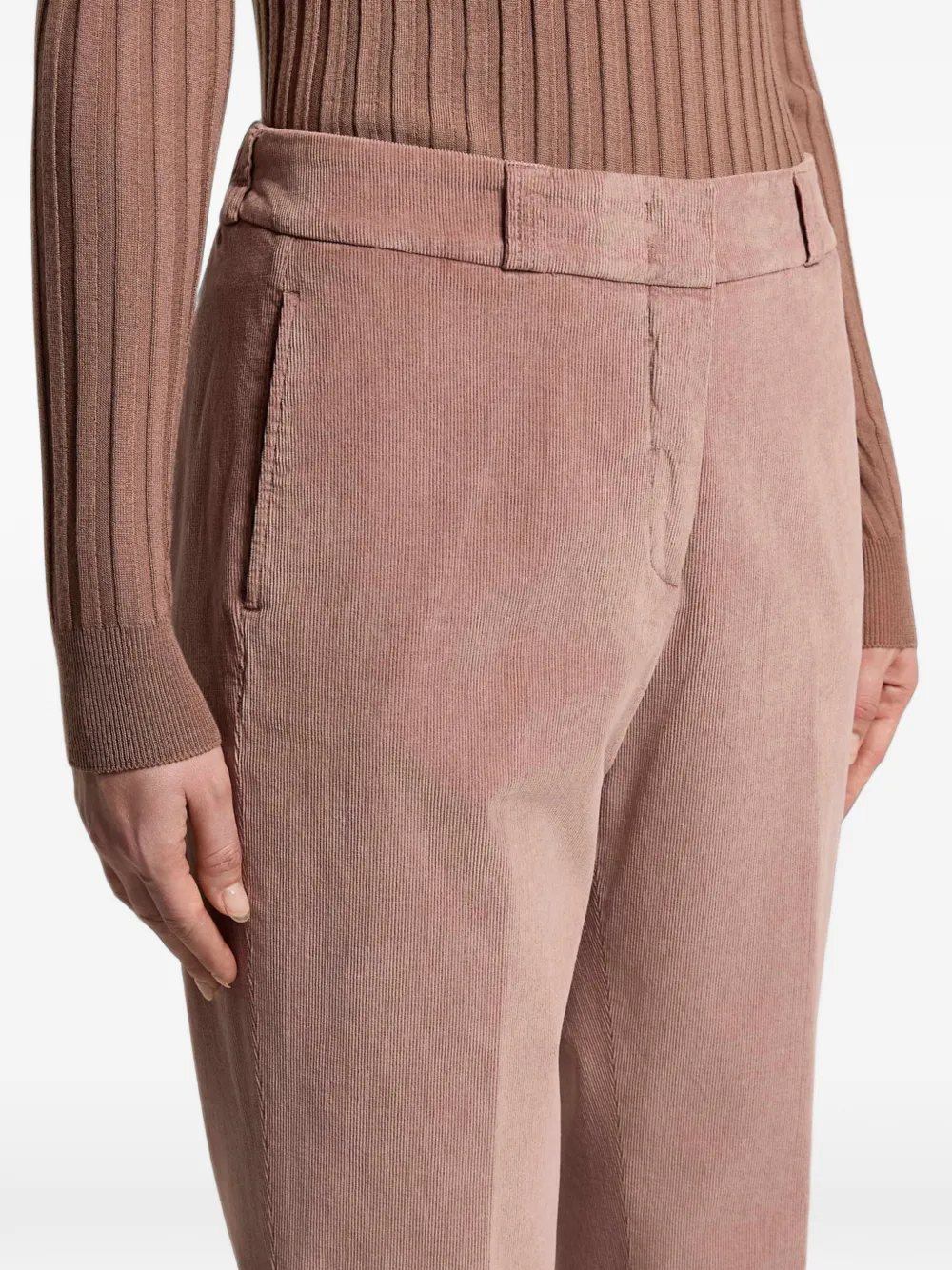 Peserico Cropped broek met ribfluwelen effect Bruin