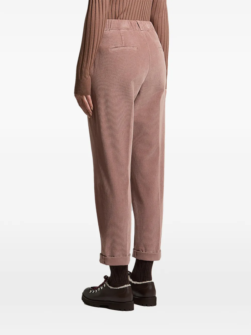 Peserico Cropped broek met ribfluwelen effect Bruin