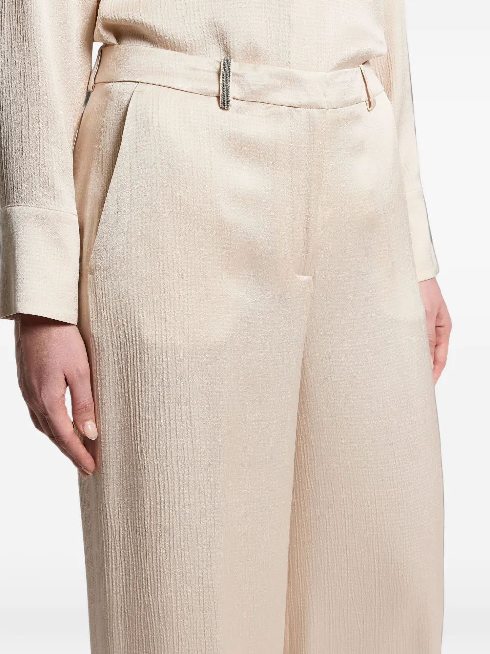 Peserico embellished-loop palazzo pants Beige