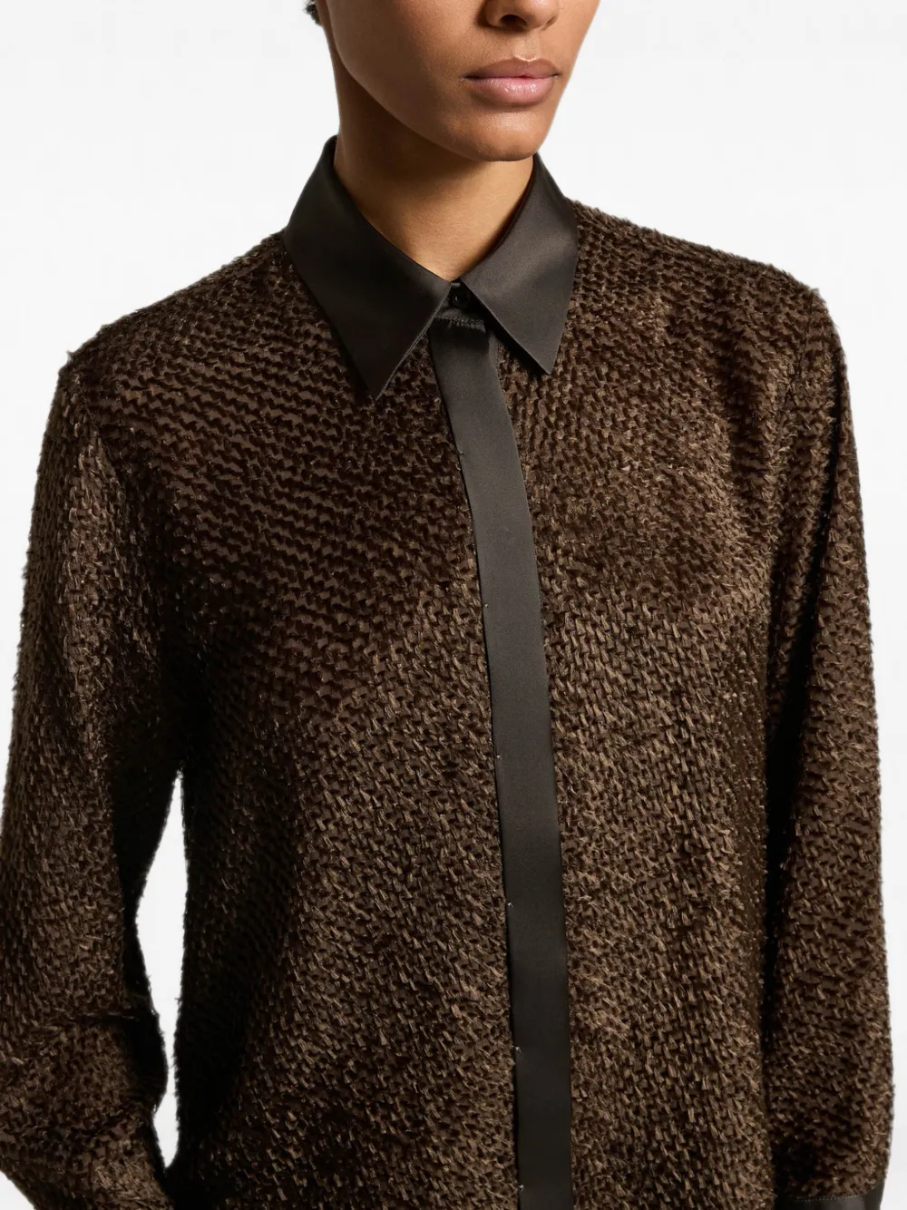 Peserico Blouse met textuur Bruin